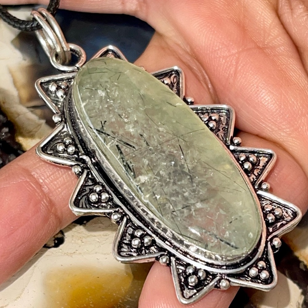 Lovely Prehnite Statement Pendant 2 1/2”